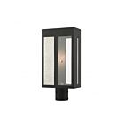 Livex Lighting Lafayette 27416-04 1-Lumière 100W Noir avec panneaux en nickel brossé martelé Lanterne de poteau extérieure