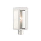 Livex Lighting Lafayette 27416-91 1-Lumière 100W Nickel brossé avec panneaux en nickel poli martelé Lanterne de poteau extérieure
