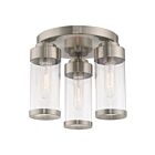 Livex Lighting Hillcrest 40474-91 3-Lumières 180W Nickel brossé Plafonnier Semi Encastré