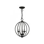 Livex Lighting 40913-04 Arabella 3-lumières 180W Noir avec bougies en nickel brossé Convertible Plafonnier semi encastré ou Lustre