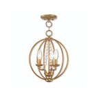 Livex Lighting 40913-48 Arabella 3-lumières 180W Feuille d'or antique Convertible Plafonnier semi encastré ou Lustre