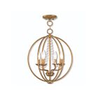 Livex Lighting 40914-48 Arabella 4-lumières 240W Feuille d'or antique Convertible Plafonnier semi encastré ou Lustre