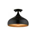 Livex Lighting Amador 41050-68 1-Lumière 40W Noir brillant avec accents de chrome poli Plafonnier Semi Encastré