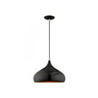 Livex Lighting 41173-68 Amador 1-Lumière 60W Noir brillant avec accents chromés polis Suspendu