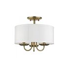 Livex Lighting Brookdale 42987-01 3-Lumières 120W Laiton antique Plafonnier Semi Encastré