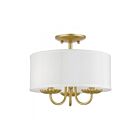 Livex Lighting Brookdale 42987-33 3-Lumières 120W Or doux Plafonnier Semi Encastré