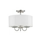 Livex Lighting Brookdale 42987-91 3-Lumières 120W Nickel brossé Plafonnier Semi Encastré