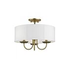 Livex Lighting Brookdale 42989-01 3-Lumières 120W Laiton antique Plafonnier Semi Encastré