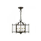 Livex Lighting 4398-92 Livingston 4-Lumières 240W Bronze anglais avec accents en laiton antique Cabriolet Plafonnier semi-encastré ou Suspendu