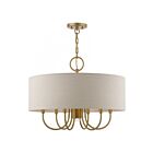 Livex Lighting 45427-48 Burnett 7-lumières Feuille d'or antique avec accents blancs Lustre