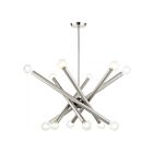 Livex Lighting 45586-91 Stafford 12-lumières 720W Nickel brossé avec accents chromés noirs Lustre