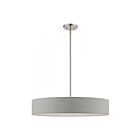 Livex Lighting 46145-91 Elmhurst 5-Lumières 200W Nickel brossé avec accents blancs brillants Suspendu