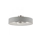 Livex Lighting Elmhurst 46148-91 4-Lumières 160W Nickel brossé avec des accents blancs brillants Plafonnier Semi Encastré