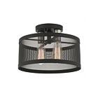 Livex Lighting Industro 46217-04 2-Lumières 120W Noir avec accents de nickel brossé Plafonnier Semi Encastré