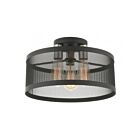 Livex Lighting Industro 46218-04 3-Lumières 180W Noir avec accents de nickel brossé Plafonnier Semi Encastré