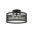 Livex Lighting Industro 46219-04 3-Lumières 180W Noir avec accents de nickel brossé Plafonnier Semi Encastré
