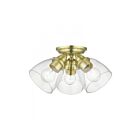 Livex Lighting Montgomery 46339-12 3-Lumières 300W Laiton satiné Plafonnier Semi Encastré