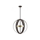 Livex Lighting 46415-91 Modesto 4-lumières 240W Bronze avec accents en laiton satiné Lustre