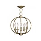 Livex Lighting 4665-01 Milania 5-Lumières 300W Laiton antique Cabriolet Plafonnier semi-encastré ou Suspendu