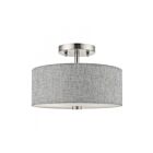 Livex Lighting Dakota 46741-91 2-Lumières 80W Nickel brossé avec des accents blancs brillants Plafonnier Semi Encastré