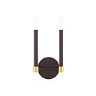 Livex Lighting Karlstad 46882-07 120W 2-Lumières Bronze avec accents de laiton satiné Applique Murale