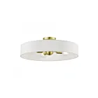 Livex Lighting Venlo 46928-12 4-Lumières 160W Laiton satiné avec accents blancs brillants Plafonnier Semi Encastré
