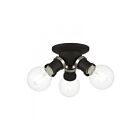 Livex Lighting Lansdale 47169-04 3-Lumières 120W Noir avec accents de nickel brossé Plafonnier