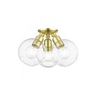 Livex Lighting Downtown 48978-12 3-Lumières 120W Laiton satiné Plafonnier Semi Encastré