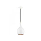 Livex Lighting 49016-69 Andes 1-Lumière 60W Blanc brillant avec accents en laiton poli Suspendu