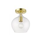Livex Lighting Aldrich 49087-12 1-Lumière 60W Laiton satiné avec accents de laiton poli Plafonnier Semi Encastré