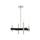 Livex Lighting 49344-91 Denmark 4-lumières 240W Nickel brossé avec accent noir Lustre