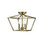 Livex Lighting Devone 49430-01 3-Lumières 180W Laiton antique Plafonnier Semi Encastré