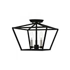 Livex Lighting Devone 49430-04 3-Lumières 180W Noir avec accents de nickel brossé Plafonnier Semi Encastré
