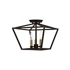 Livex Lighting Devone 49430-07 3-Lumières 180W Bronze avec accents de laiton antique Plafonnier Semi Encastré