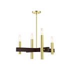 Livex Lighting 49994-12 Helsinki 4-lumières 240W Laiton satiné avec accent bronze Lustre