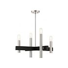 Livex Lighting 49994-91 Helsinki 4-lumières 240W Nickel brossé avec accent noir Lustre