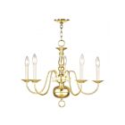Livex Lighting 5005-02 Williamsburgh 5-lumières 300W Laiton poli Lustre