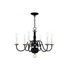 Livex Lighting 5006-04 Williamsburg 6-lumières 360W Noir avec accents en laiton antique Lustre