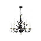 Livex Lighting 5012-04 Williamsburg 12-lumières 720W Noir avec accents en laiton antique Lustre