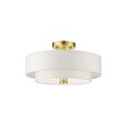 Livex Lighting Meridian 51044-12 3-Lumières 180W Laiton satiné Plafonnier Semi Encastré