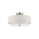 Livex Lighting Meridian 51084-91 3-Lumières 180W Nickel brossé Plafonnier Semi Encastré