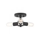 Livex Lighting Copenhagen 51137-04 3-Lumières 180W Noir avec accents de nickel brossé Plafonnier Semi Encastré