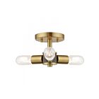 Livex Lighting Copenhagen 51137-12 3-Lumières 180W Laiton satiné avec accents de bronze Plafonnier Semi Encastré