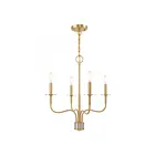 Livex Lighting 51324-12 Lisbon 4-lumières 240W Laiton satiné avec accent en nickel brossé Lustre