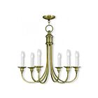 Livex Lighting 5146-01 Cranford 6-lumières 360W Laiton antique Lustre