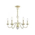 Livex Lighting 52165-02 Windsor 5-lumières 300W Laiton poli avec accent blanc Lustre