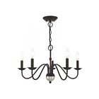 Livex Lighting 52165-04 Windsor 5-lumières 300W Noir avec accent en nickel brossé Lustre