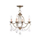 Livex Lighting 6424-48 Chesterfield 4-lumières 240W Feuille d'or antique appliquée à la main Lustre