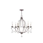 Livex Lighting 6426-71 Chesterfield 6-lumières 360W Bronze doré vénitien appliqué à la main Lustre