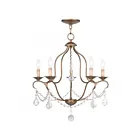 Livex Lighting 6435-48 Chesterfield 5-lumières 300W Feuille d'or antique appliquée à la main Lustre